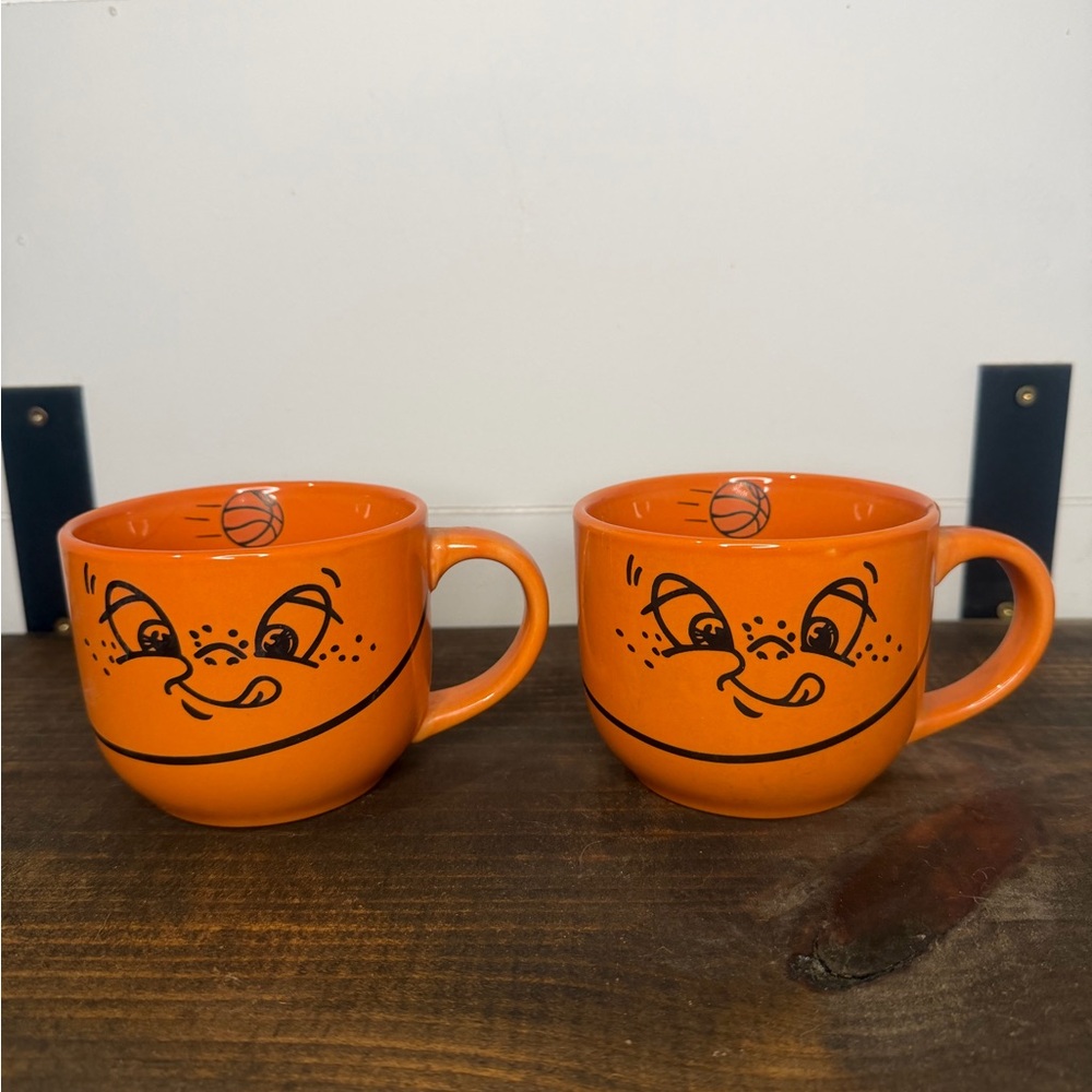 Mulberry Orange Smiley Face Basketball Mugs